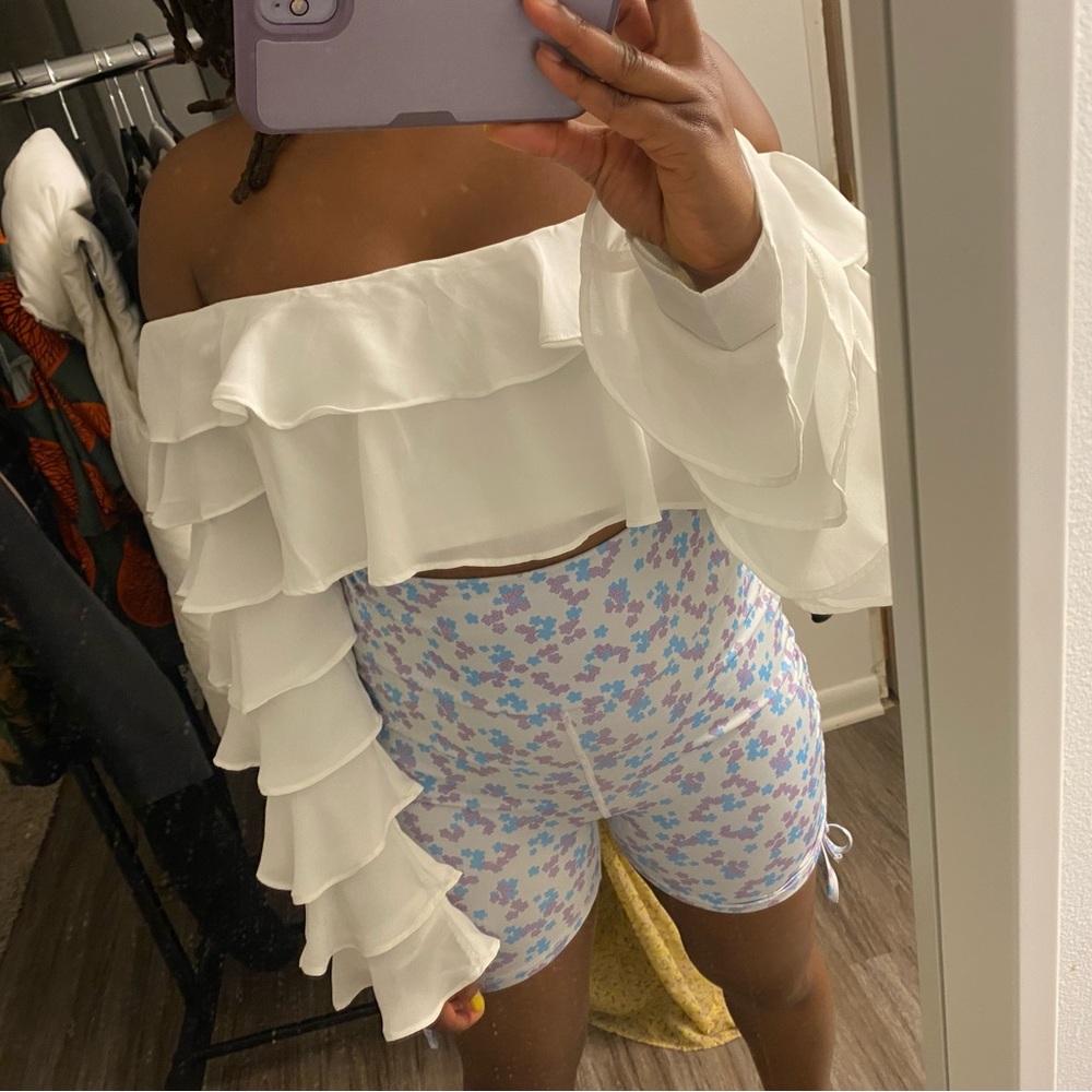 Ruffled white top